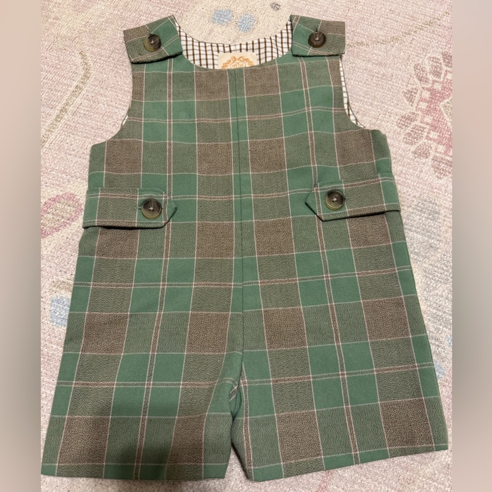 The Beaufort Bonnet Company Green and Brown Plaid Overalls